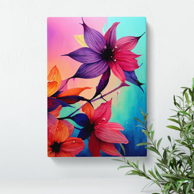 Paint Drip Flowers No.3 - Wrapped Canvas