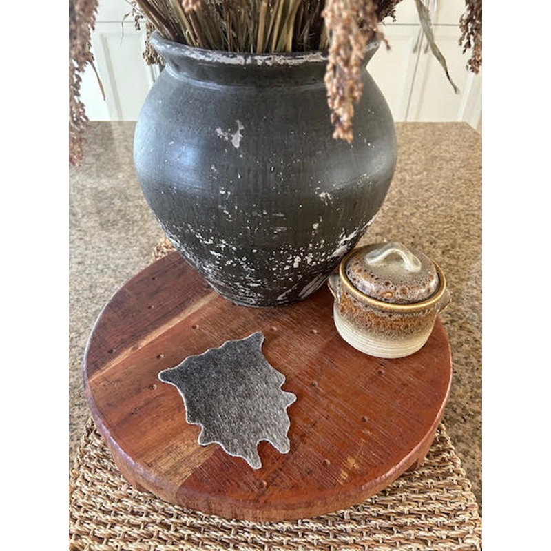 Real Cowhide Hand-Made Coasters, Gray