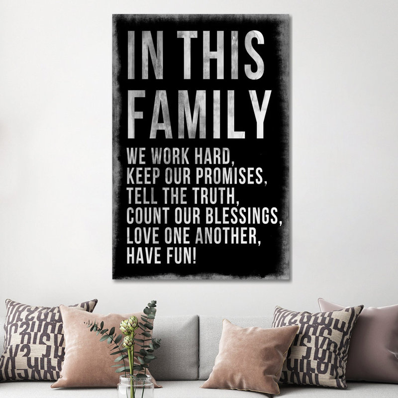 Family Rules Chalkboard - Wrapped Canvas Print, 152.5 cm H x 101.5 cm W