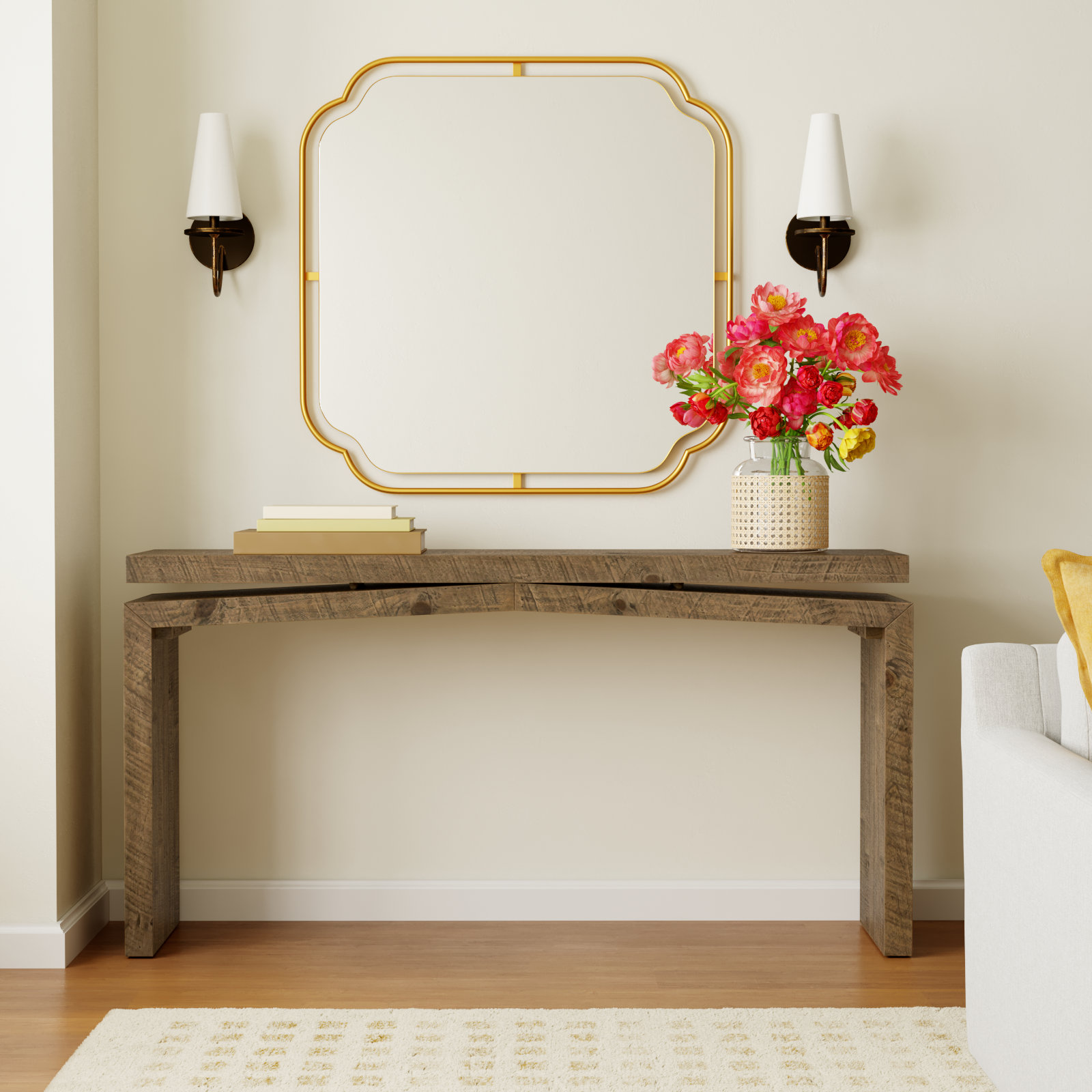Henn Solid Wood Console Table, Sierra Rustic Natural, 30.75" H x 60" W x 15" D