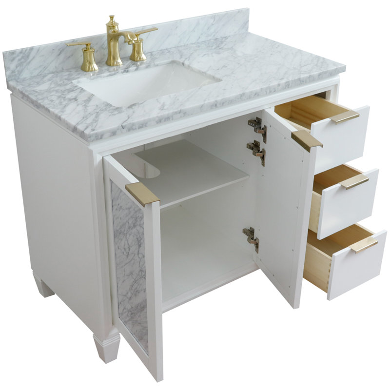 Ensemble de meuble-lavabo simple 43 po avec miroir Schreck, Blanc