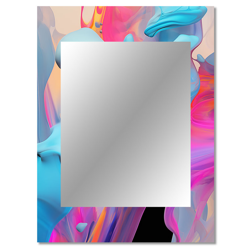 Peinture rose et bleue fusion V - peinture abstraite, miroir mural unique, miroir moderne, impression sur métal