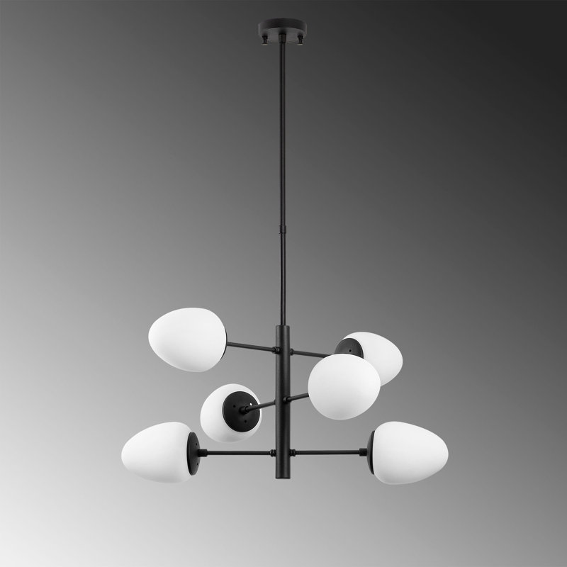 Lustre linéaire moderne 6 lumières Spoutnik, Noir