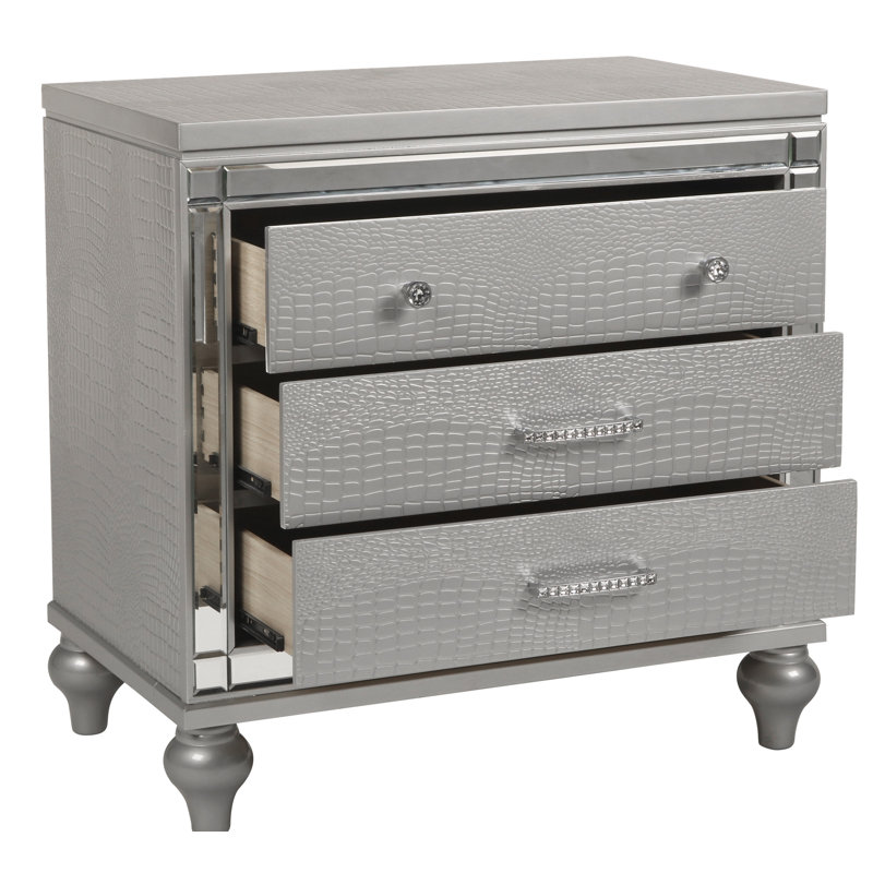 Sherley Nightstand, Silver