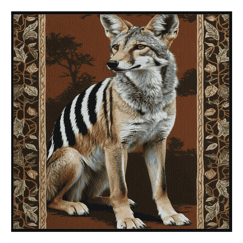  Tapis lavable rayé à côté de la faune, Carré 8 pi