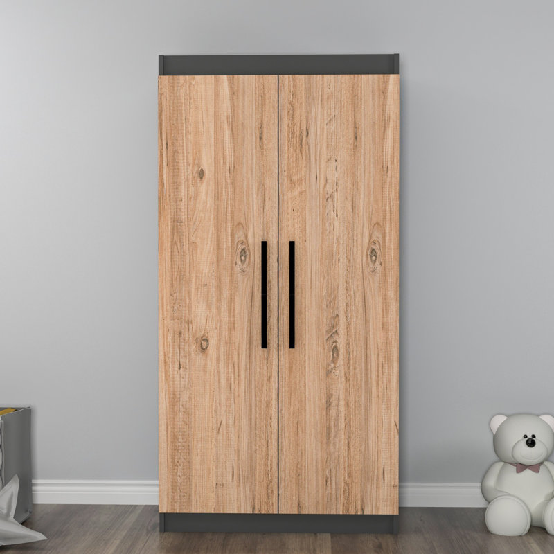 Berend 2 Door Manufactured Wood Wardrobe, Atlantic Pine/Anthracite