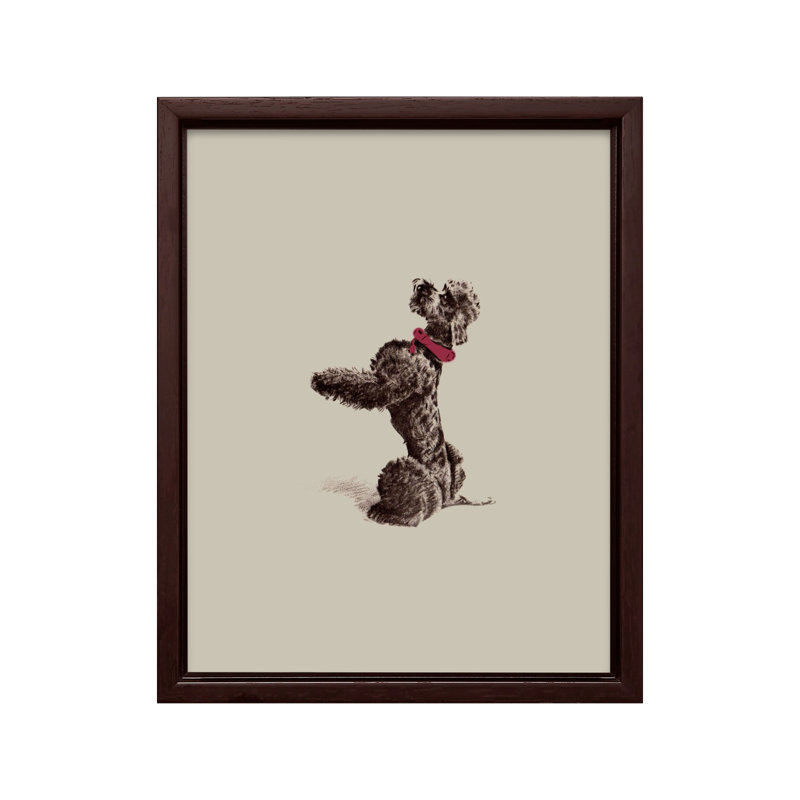 Caniche rétro, Canvas, 11"H x 14"W, Brown Framed