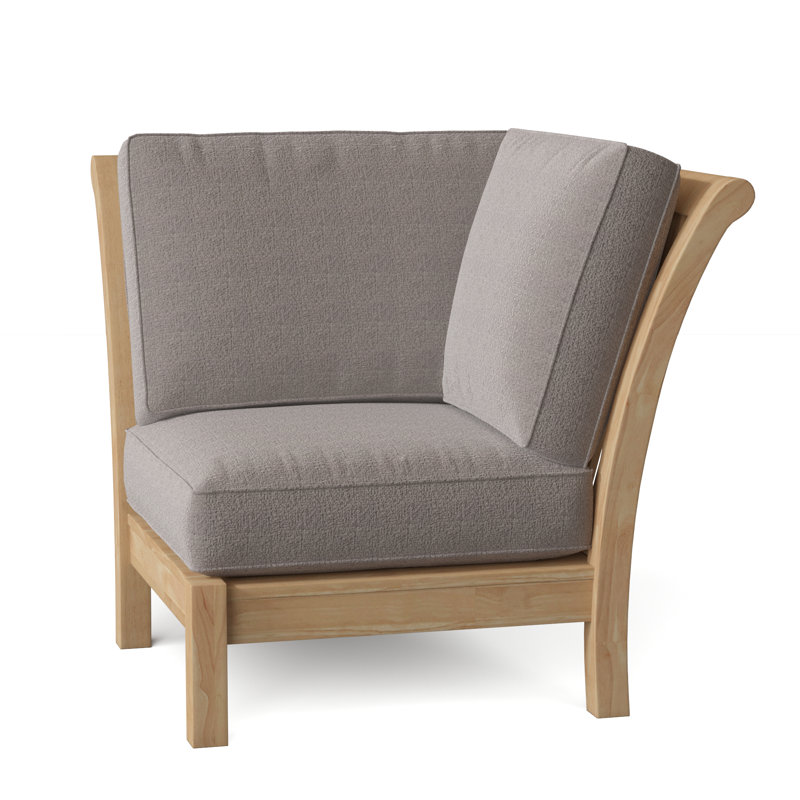 Chelsea Outdoor Teak Corner Wedge Lounge Chair, Ash