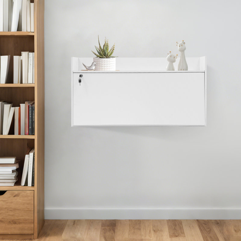 Armoire de bureau murale pliable 29,9 po, Blanc