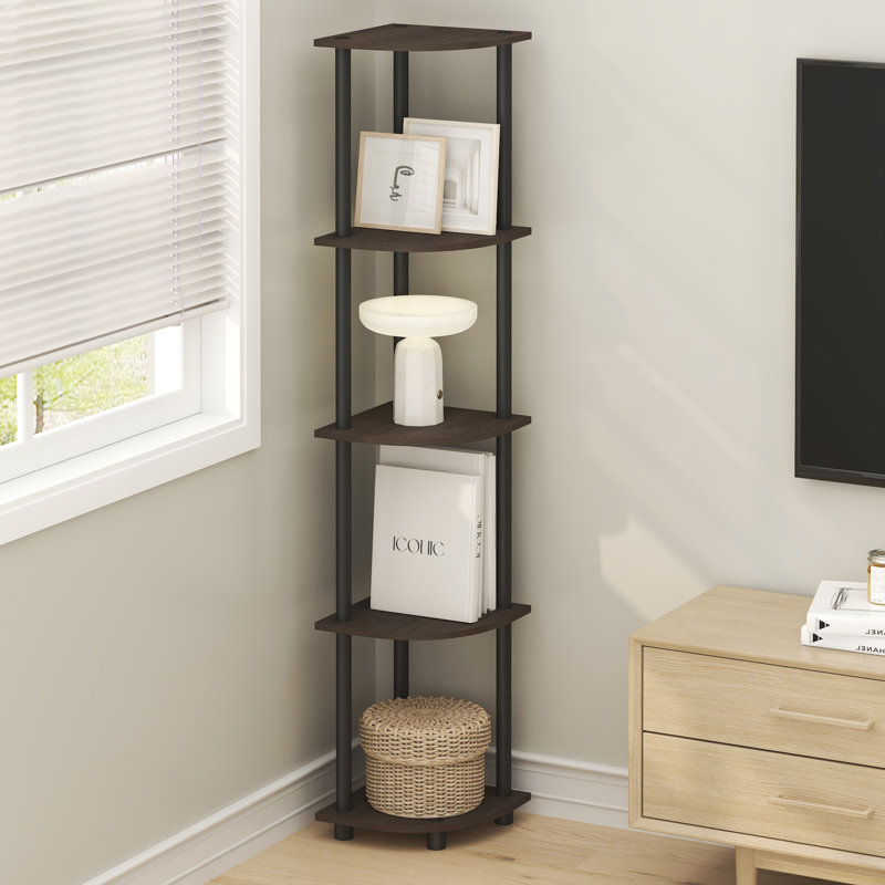 Telise 29.46cm W Manufactured Wood Shelving Unit, Brown Grain/Black