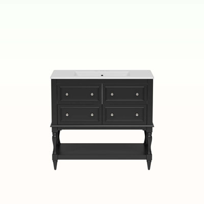 Free Standing Vanity Set with 4 Drawers,with Sink Combo