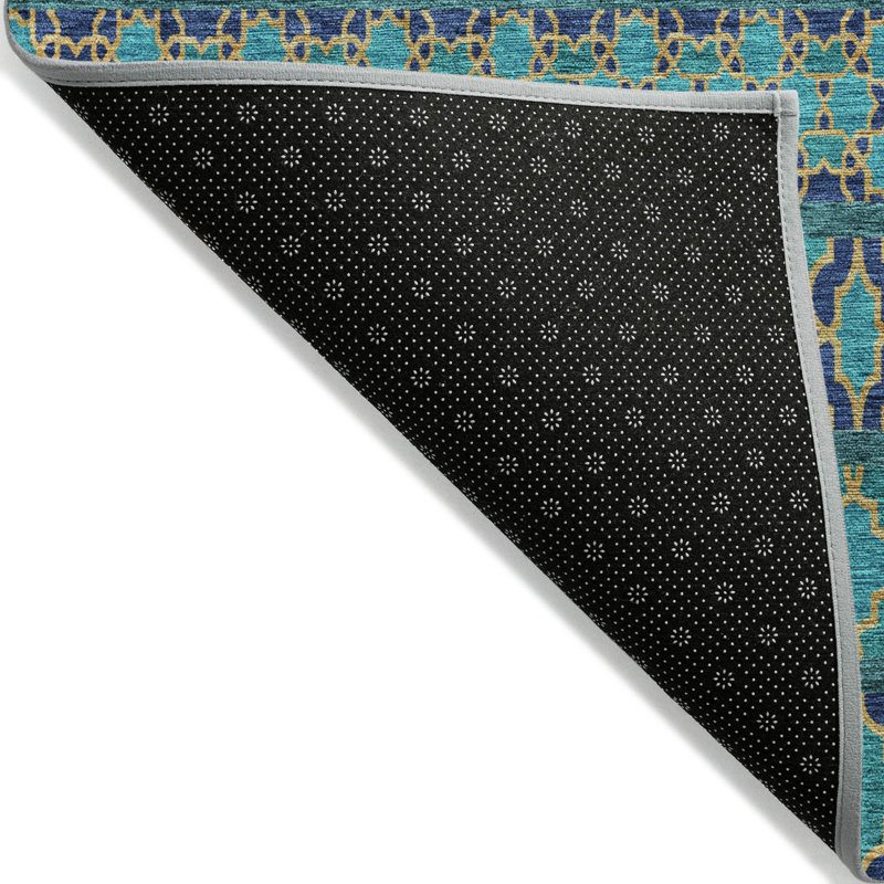 Tapis marocain en polyester tissé à la machine avec envers antidérapant Juli , Rectangle 5 pi x 7 pi 6 po