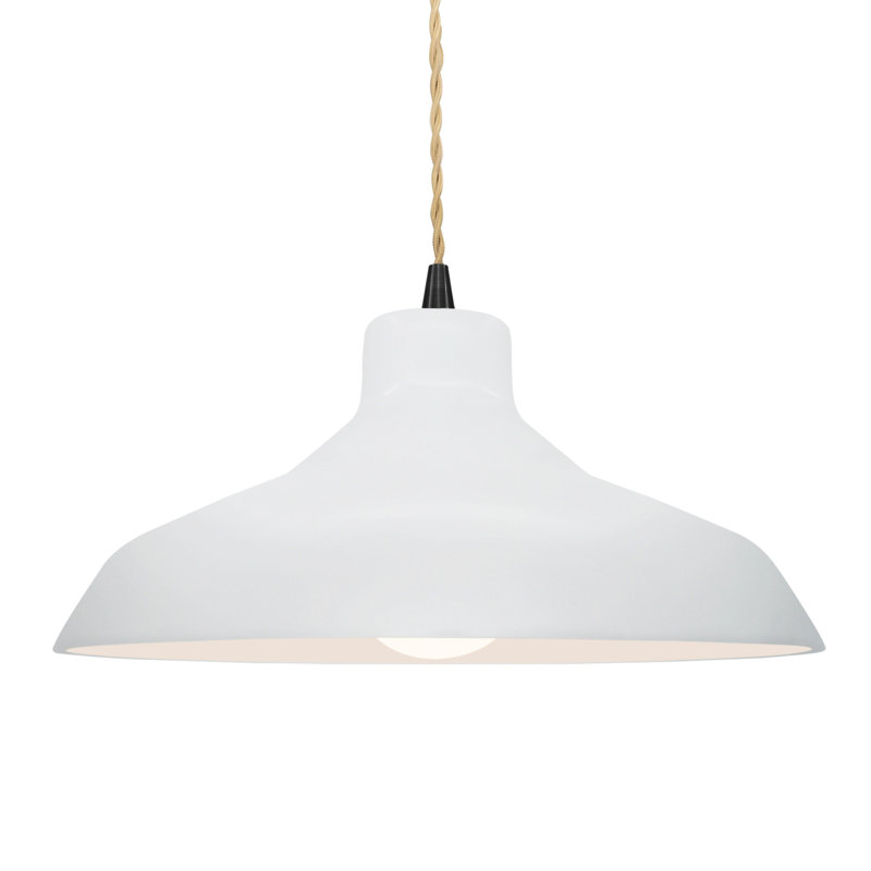 Luminaire suspendu en forme de dôme à 1 lumière Fallon, H 7,5 po x l 15,5 po x P 15,5 po, Noir mat