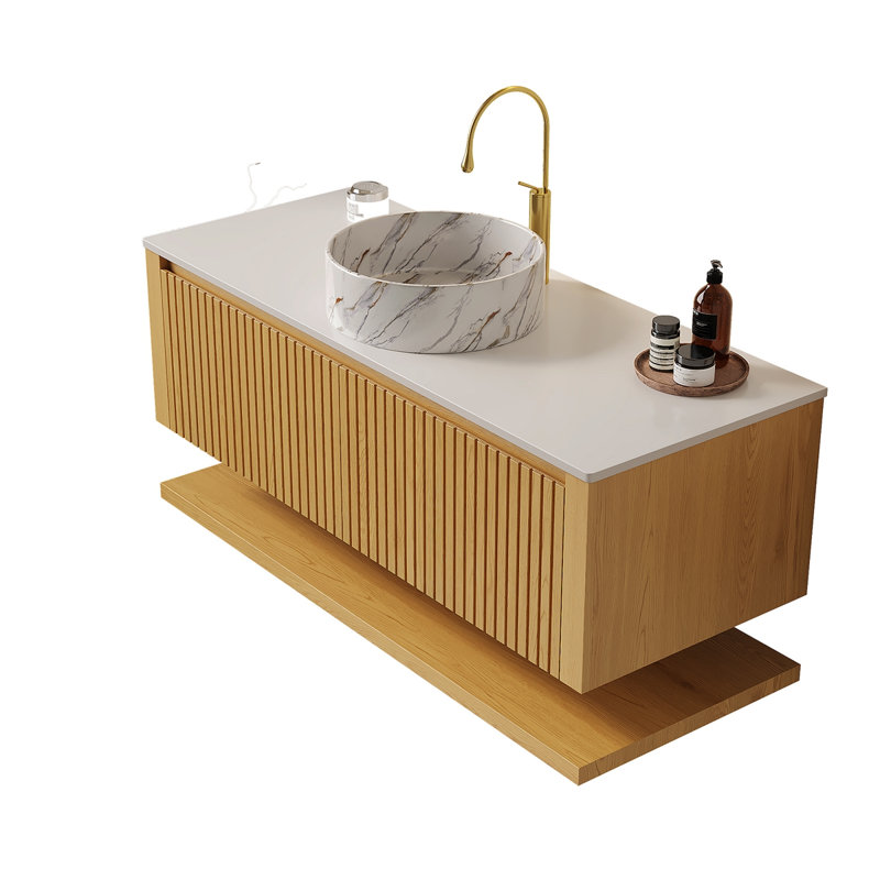 Meuble-lavabo de salle de bain avec lavabo en contreplaqué mural Hizon