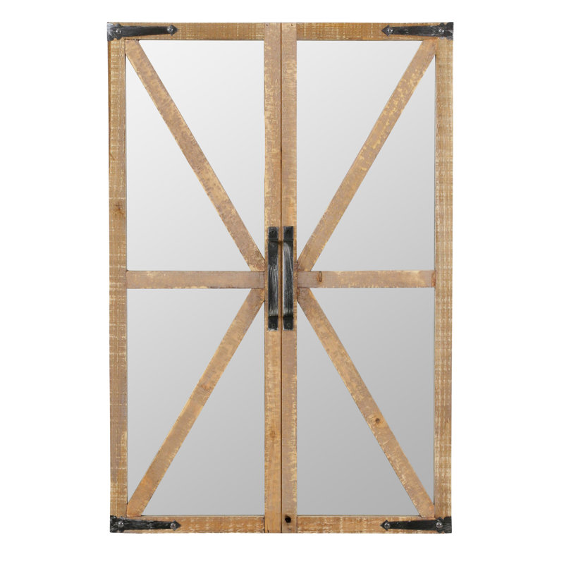 Miroir mural en bois de porte de grange de style campagnard Walker