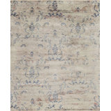 European Reserve Handmade Silk and Wool Floral and Geometric Area Rug