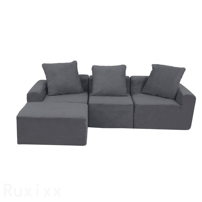 Canapé modulaire convertible convertible en microfibre, Velours gris antique