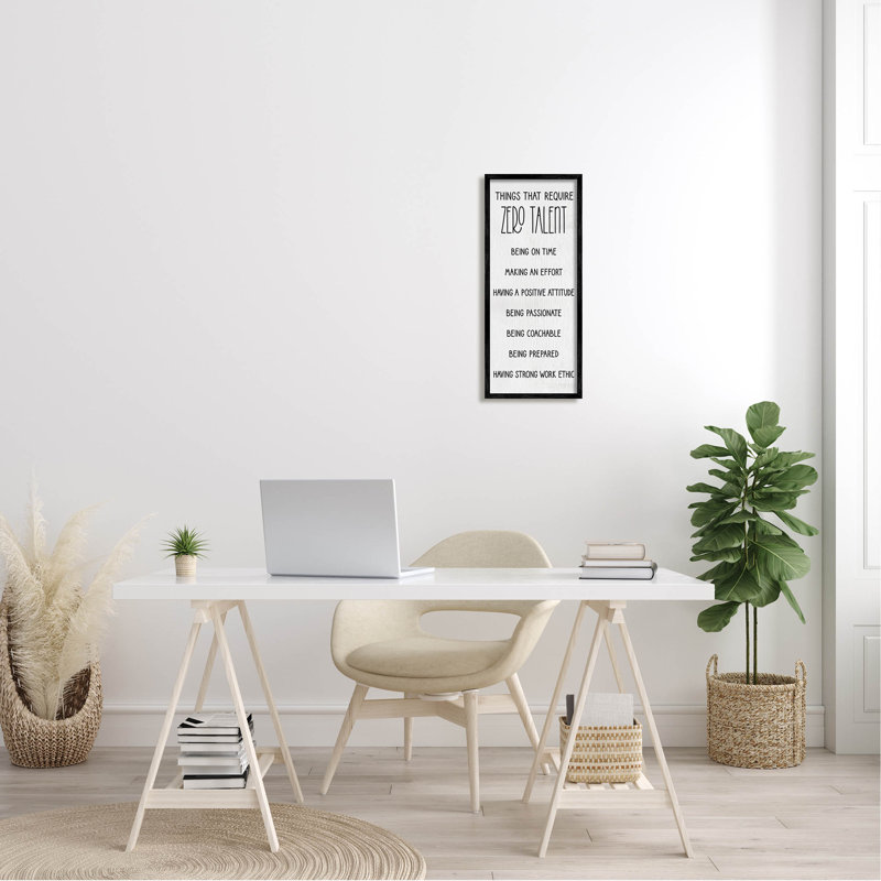 " Things That Require Zero Talent List " by Lil' Rue, Midnight Black Framed Giclee, 24" H x 10" W x 1.5" D