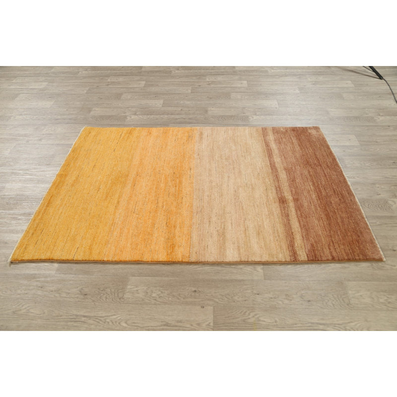 Tapis multicolore noué à la main 4 pi 3 po x 6 pi 2 po One-of-a-Kind