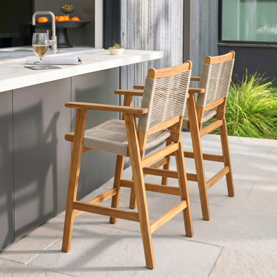 Tabourets de comptoir en bois d'acacia avec corde tissée 25 po Brian
