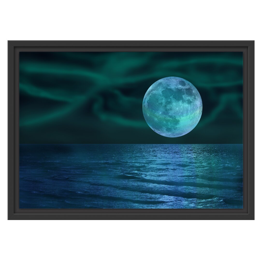 Gerahmtes Wandbild ruhiges Meer mit Vollmond