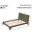 Structure de lit grand style Mid-Century avec tête de lit tapissier - Finition noyer et vert | Assemblage facile | Support robuste-678674159-678674157