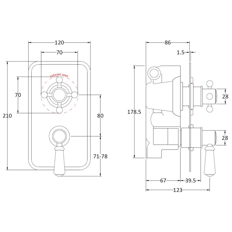 Double Concealed Thermostatic Shower Valve
