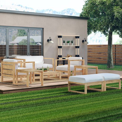 Ensemble de patio extérieur en teck 8 pièces Upland