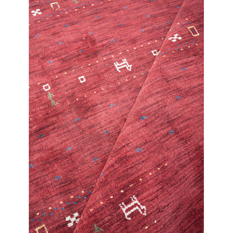 Tapis écologiques tissés à la main Maggiemae, Rouge, Rond 6 pi