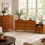 Commode double à 6 tiroirs en bois massif de style Mid-Century moderne 59,1 po Ing Abraham