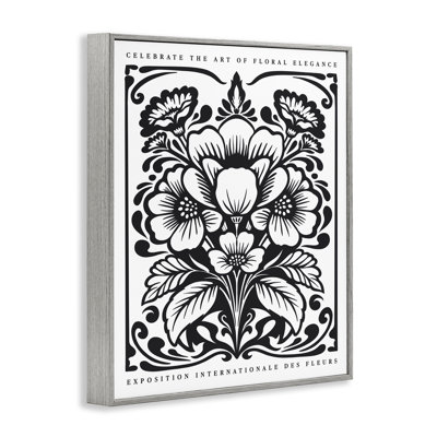 «Bold Vintage Blooms Outline», estampe numérique encadrée, design par lettré et doublé