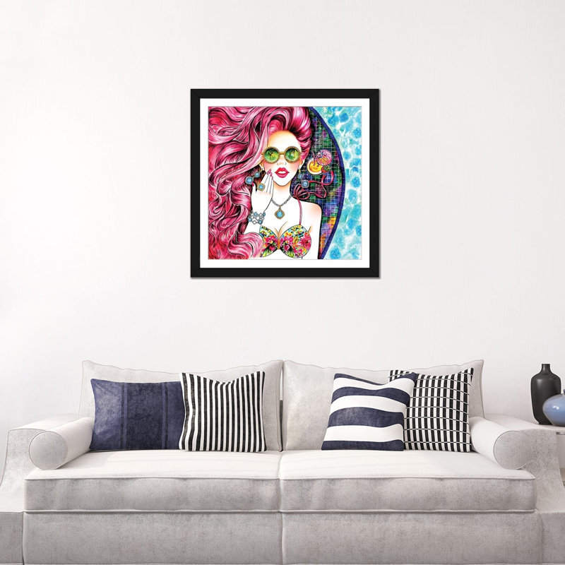 «Poolside Pink» par Sunny Gu - Estampe numérique sur toile tendue avec châssis, H 24 po x l 24 po x P 1 po, Blanc