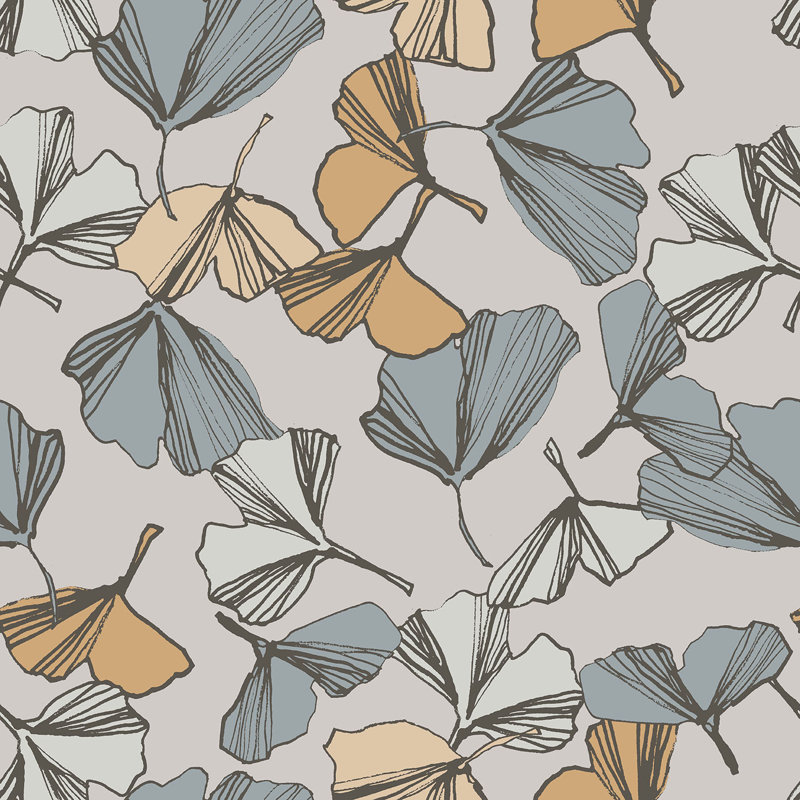 Ginko I 33' L x 20.5" W  Wallpaper Roll, Light Gray