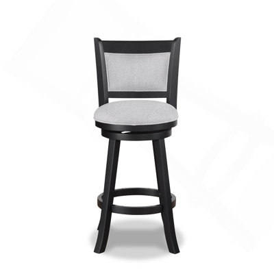 2 tabourets de pub pivotants à hauteur de comptoir, rembourrés en tissu, avec repose-pieds, meubles de salle à manger en bois, noir / colombe