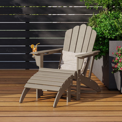 Outdoor Poly Adirondack Chair With Ottoman