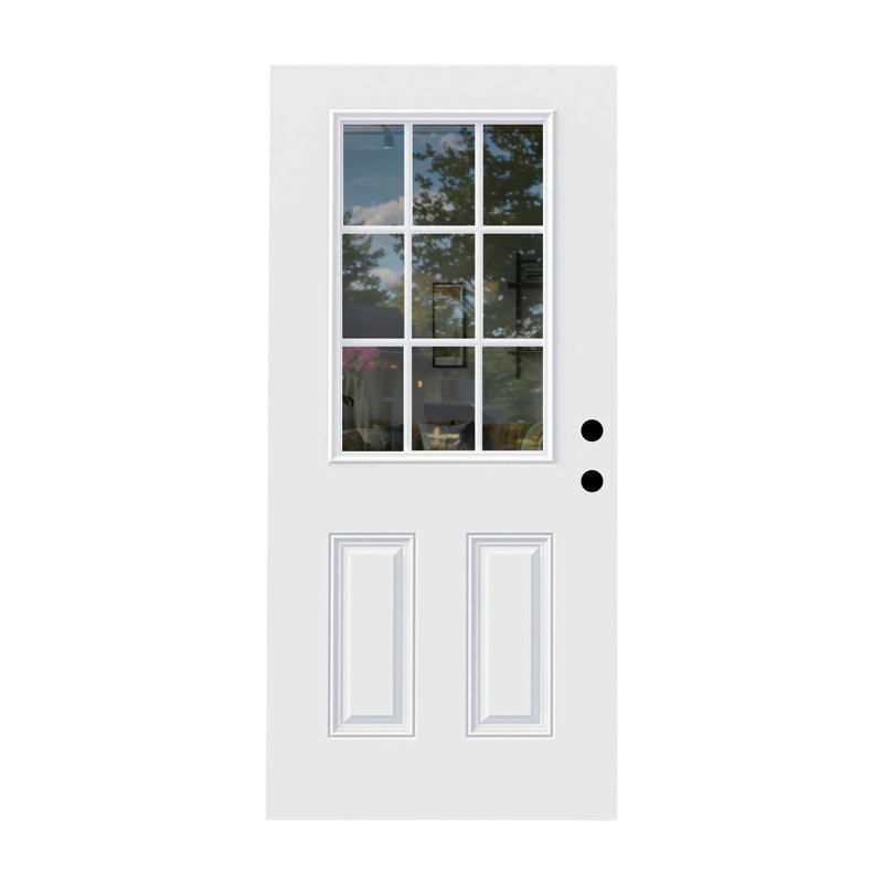 36 in. x 80 in. Clear Glass Fibreglass Knock Down Front Entry Door, Left