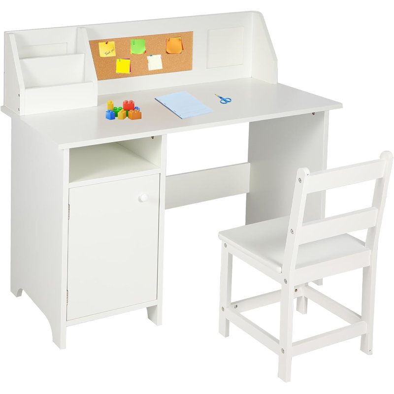 Ensemble de bureau et chaise d'étude avec huche, rangement et babillard