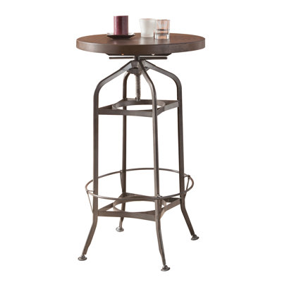 Renn Walnut and Gunmetal Round Bar Table