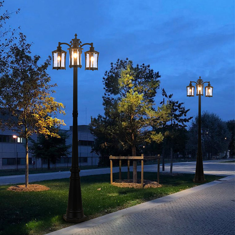 Outdoor Post Light Dusk to Dawn Post Lamp with Outlet