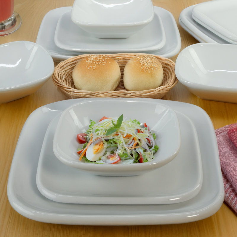 12-Piece, Impulse Square Dinnerware Set, White