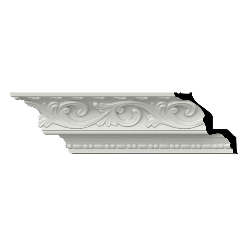 Endurathane Madeline Crown Moulding, 4"H x 4"P x 5 5/8"F x 96"L, Factory Primed