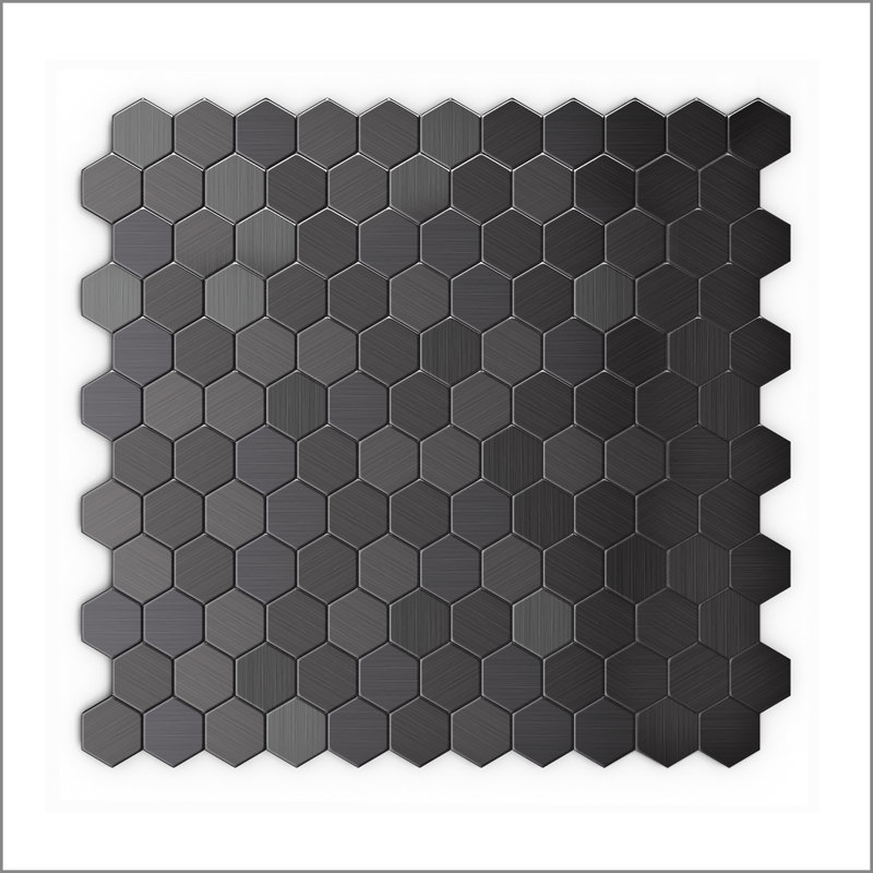 Carreau de mosaïque auto-adhésif en métal 11 po x 12 po Hex II