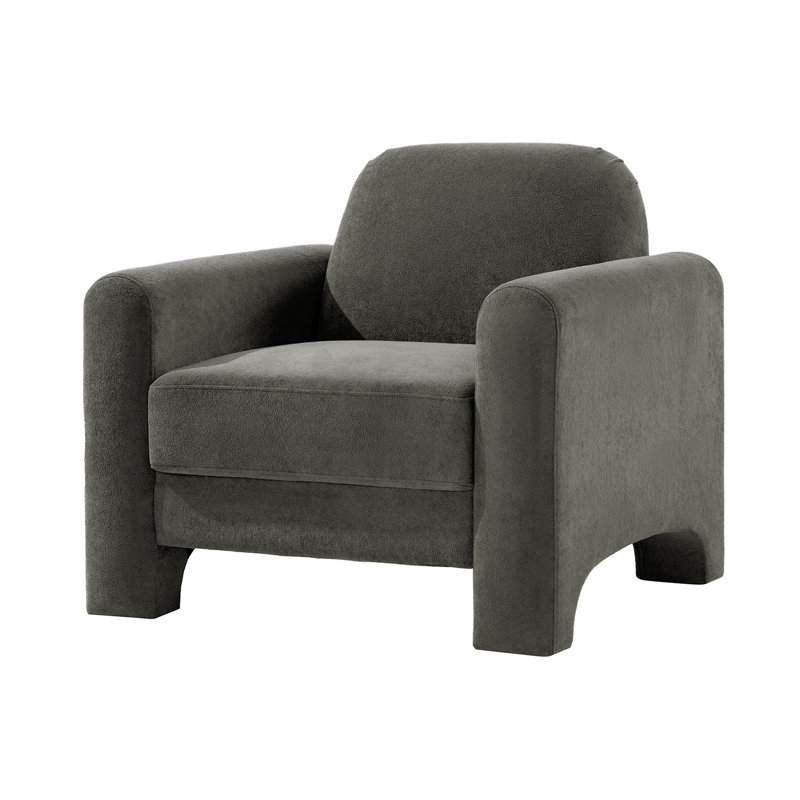 Gabriel Modern 91CM Wide Curved Chenille Armchair, Grey