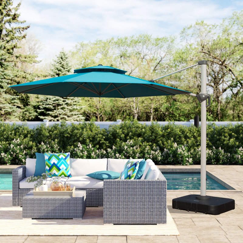 Parasol en porte-à-faux 127,56 po, Bleu lac