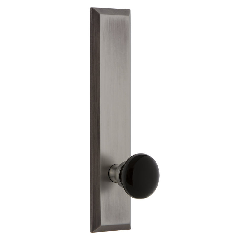 Grandeur Fifth Avenue Tall Plate Passage with Coventry Door Knob, Antique Pewter, 2 3/4"