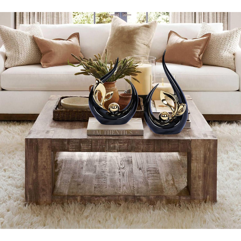 2 Pcs Black And Gold Mid-century Modern Decor