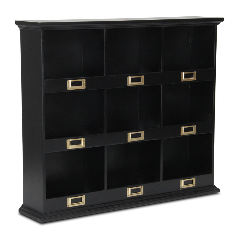 Paliwal 9 Piece Square Fir Solid Wood Floating Shelf, Black