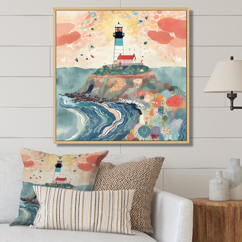 Phare côtier III, H 16 po x l 16 po x P 1 po, Cadre naturel flottant