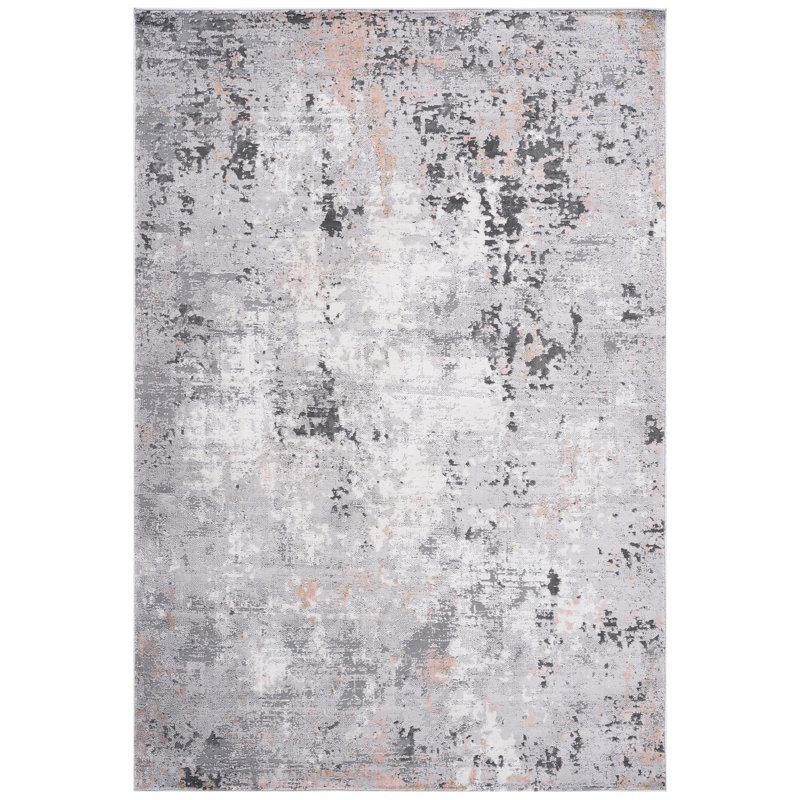 Non-shedding 5x7 Grey Multi Abstract Area Rug - Stain , Suits Living Room, Bedroom, Dining Room Enhancement Theme Stylish, Non-shedding, For Ambiance Creation Idea