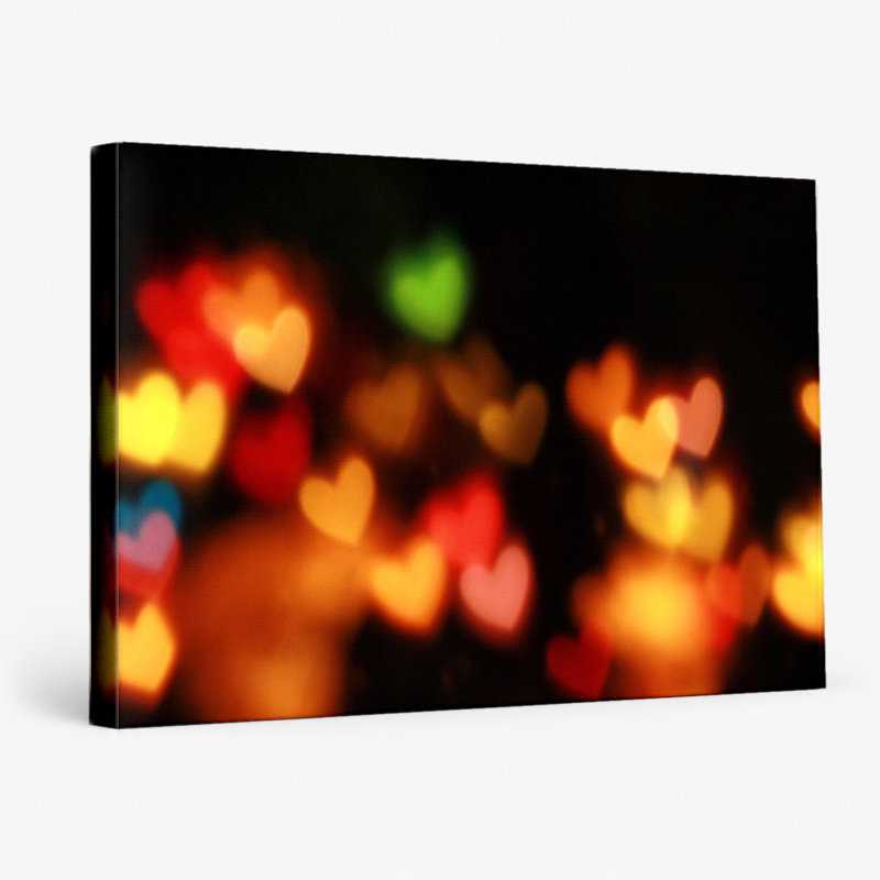 Heart Bokeh Lights - Art mural sur toile paysage, L 18 po x H 12 po